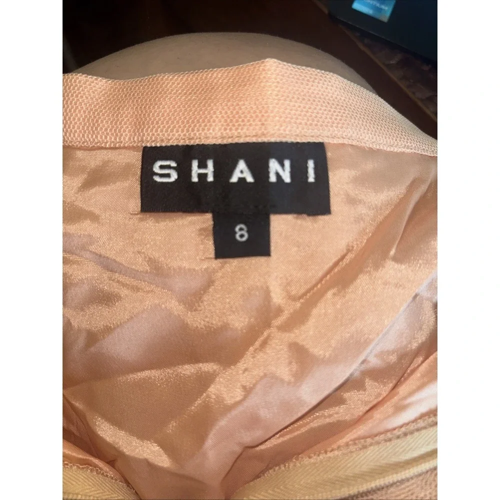 Shani Skirt Peach Tulle Over Peach Satin with Black Beaded Trim‎ Size 8